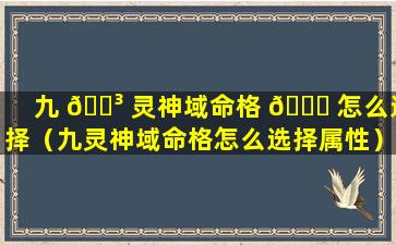 九 🐳 灵神域命格 💐 怎么选择（九灵神域命格怎么选择属性）